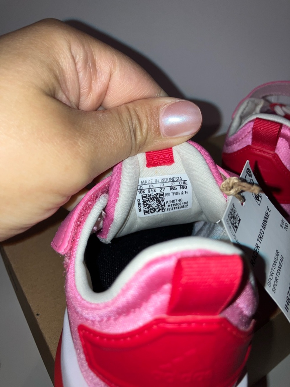 New ADIDAS X DISNEY Pink and White Kids' Minnie Mouse Velcro Athletic Sneakers - Picture 10 of 12